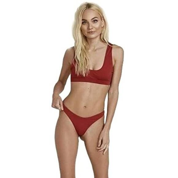 Dippin' Daisy's Sporty Swim Top Burgundy Womens Medium - Picture 9 of 9